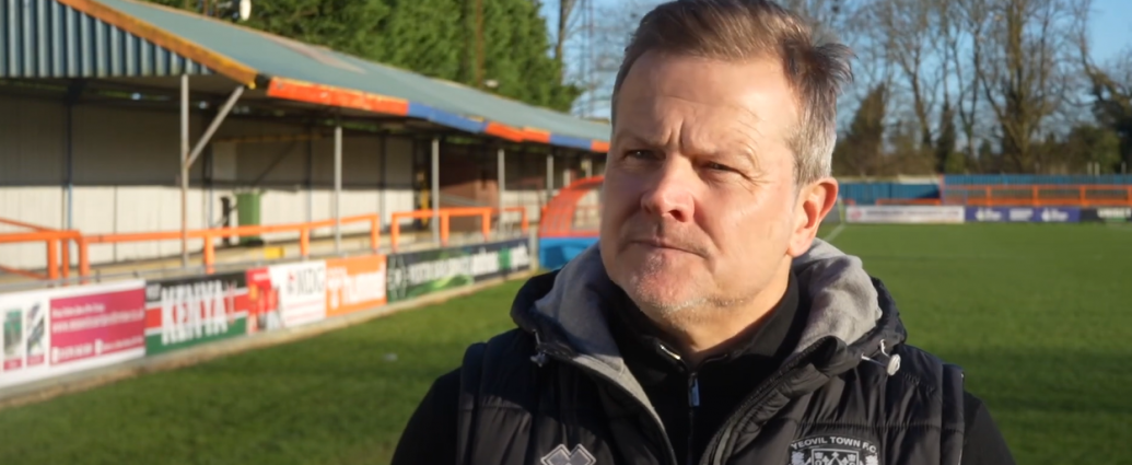 Mark Cooper being interviewed after the 1-0 win at Braintree