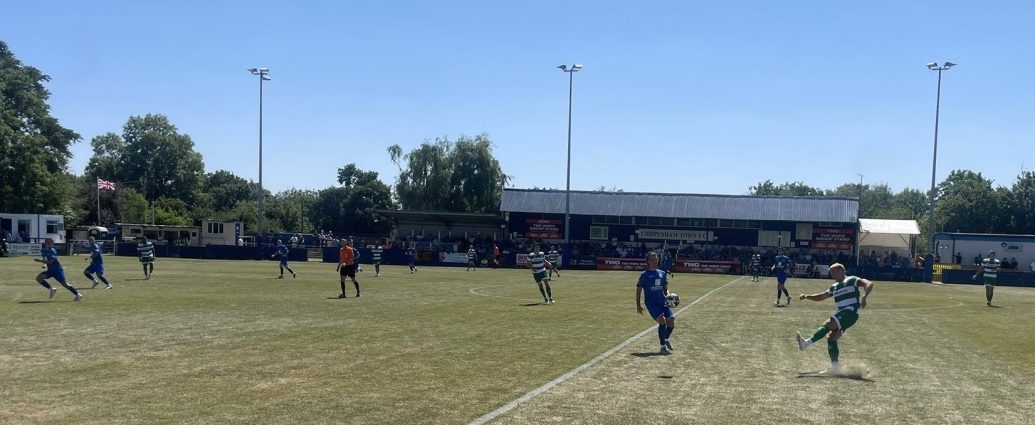 A Yeovil Town player launched a ball forward in the pre-season friendly at Chippenham Town.