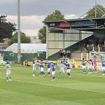 Yeovil Town defend the Thatcher's Stand in the pre-season friendly against Cardiff City Under-21s.