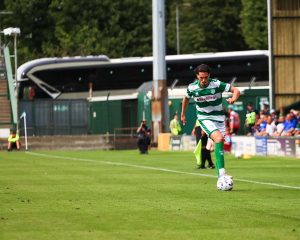 Trialist midfielder Teo Kurtaran runs down the wing in the pre-season friendly against Bristol Rovers.