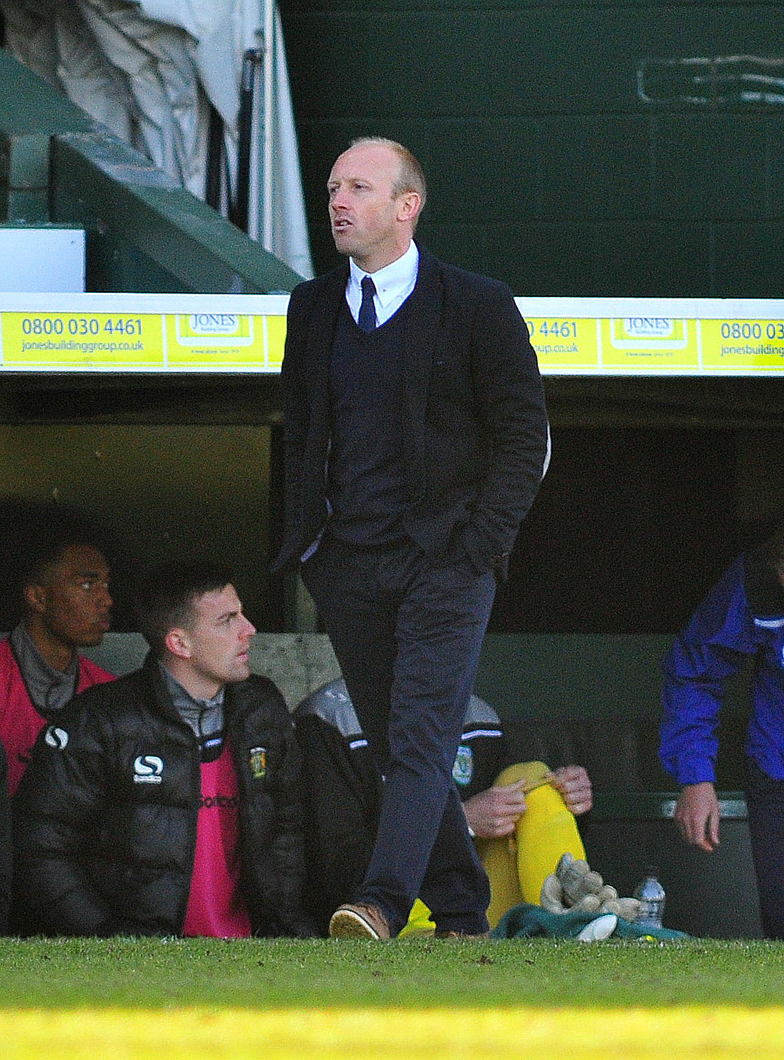 Darren Way in the dug-out during his time as Yeovil Town manager in 2016. Picture courtesy of Mike Kunz.