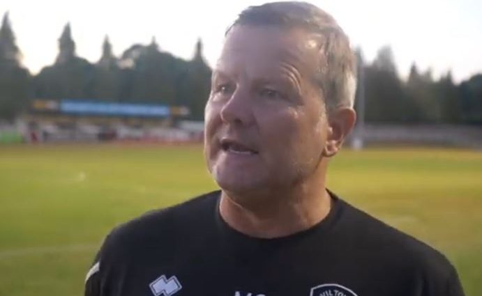 An image of Yeovil Town manager Mark Cooper speaking following his side's 2-1 win at Sherborne Town in their second pre-season match.