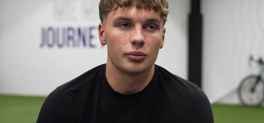 Birmingham City striker Ben Wodskou being interviewed by the Blues' social media team.
