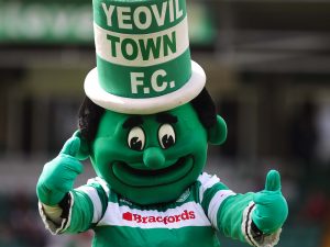 Yeovil Town mascot The Jolly Green Giant gives his trademark thumbs up.