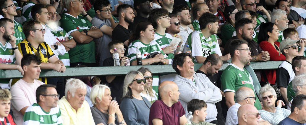 Yeovil Town fans in the Thatcher’s End at Huish Park.