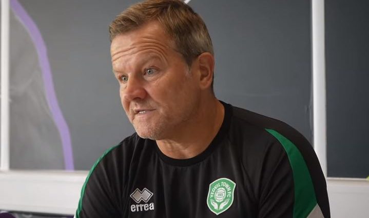 Yeovil Town manager Mark Cooper speaking to the media.