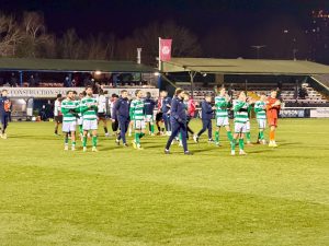 Yeovil Town players after the 1-0 defeat to Woking.