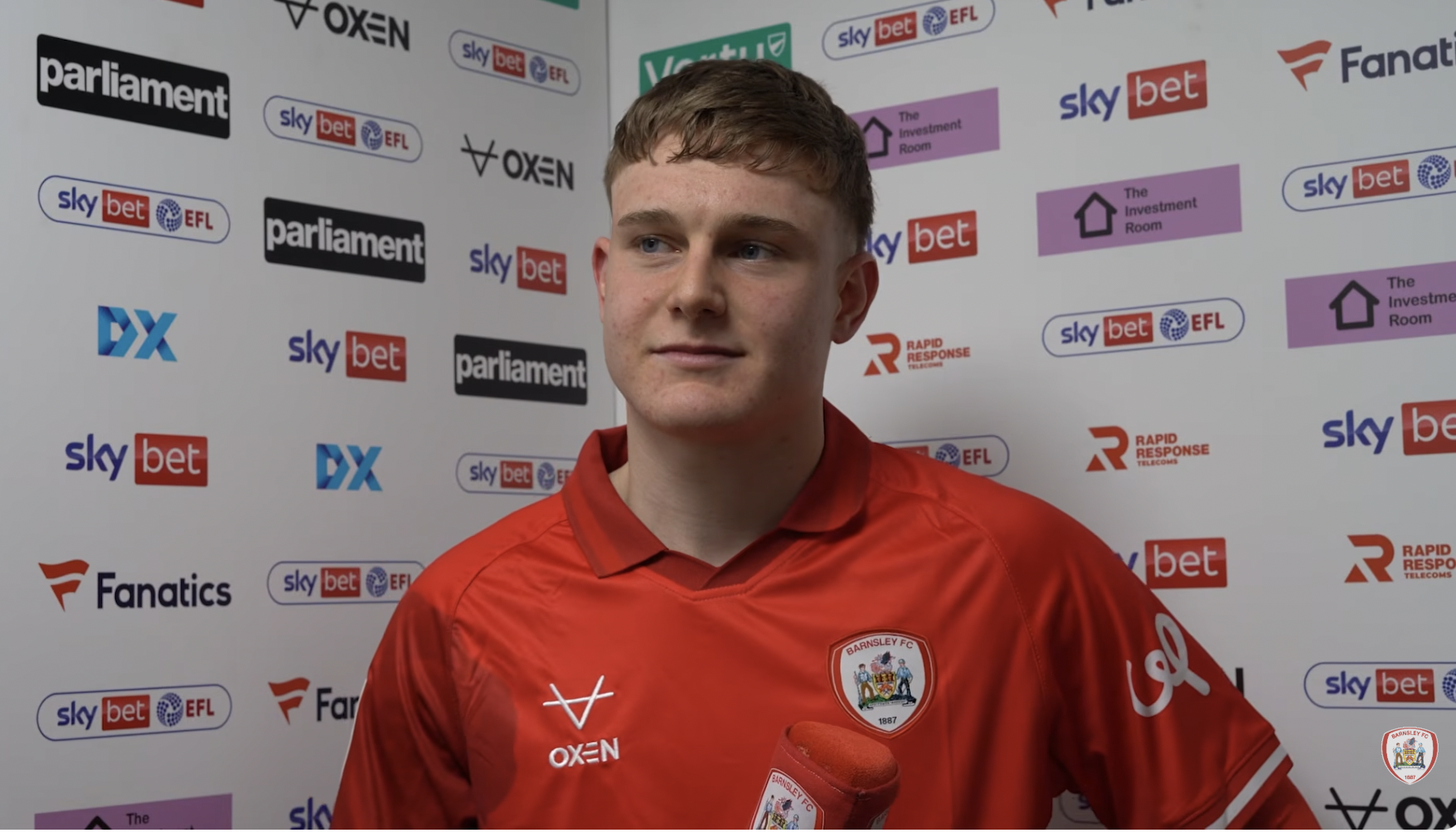 New Yeovil Town loanee Charlie Lennon being interviewed during his time at Barnsley.