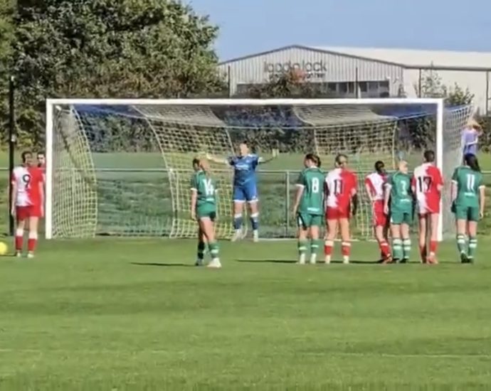 Emily Hall faces Poole's Cassidy Wood from the spot